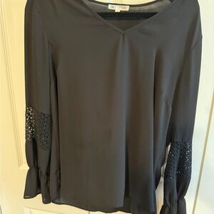 DR2 Gray Embellished Relaxed Blouse